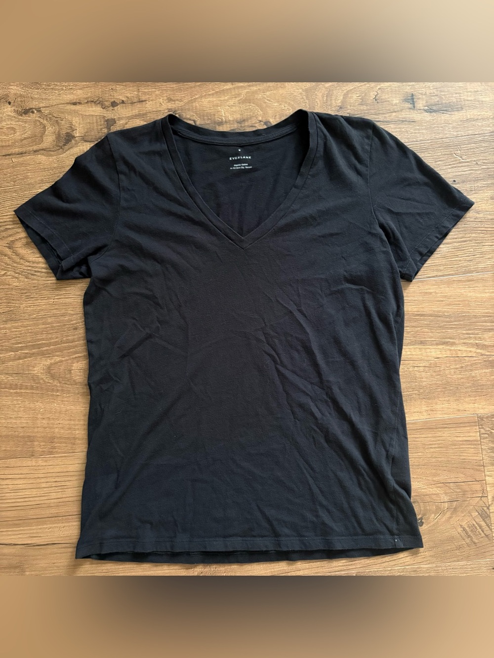 Everlane Black 100% Organic Cotton Short-Sleeve V-Neck Tee